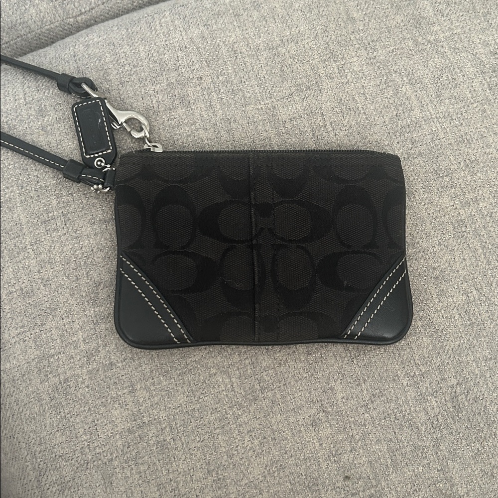 Coach Black Wristlet with Patterned Design - Picture 2 of 4